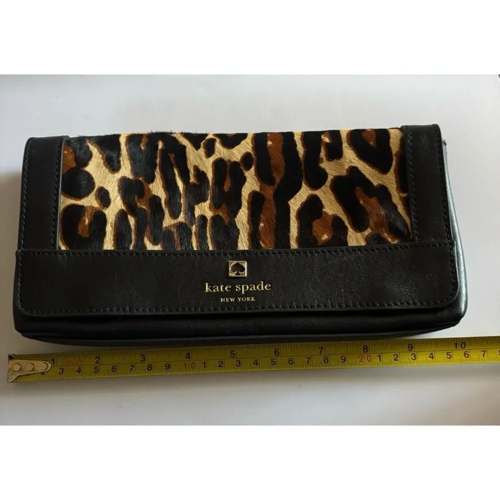 KATE SPADE LEATHER PERRI LANE HAIRCALF KEIRA CLUTCH